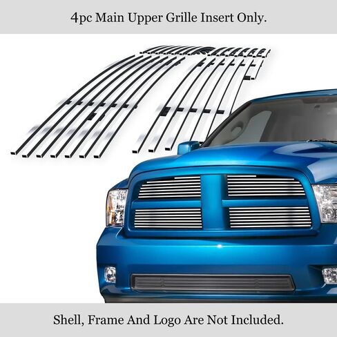 APS Compatible with Dodge Ram 1500 2009-2012 Honeycomb Style Only Main Upper Stainless Steel Chrome 8x6 Billet Front Grill Grille Insert D66613C in Kuwait