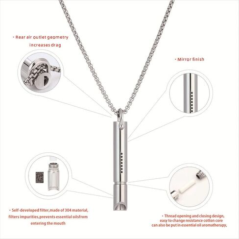 Breathing Necklace for Quitting Smoking & Anxiety Relief – Smokeless Inhaler Necklace with Filter Cotton, Vape Alternative, Stainless Steel Mindful Breathing Tool in Saudi Arabia
