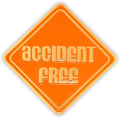 PinMart Orange Accident Free Safety Sign Enamel Lapel Pin in Saudi Arabia