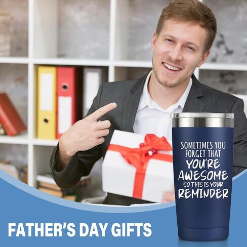 Inspirational Gifts for Men Coworker Friends Who Have Everything - Sometimes You Forget Your Awesome 20oz Navy Blue Tumbler, Fathers Day Birthday Gift for Dad, Husband, Boyfriend, Coffee Mug in Saudi Arabia