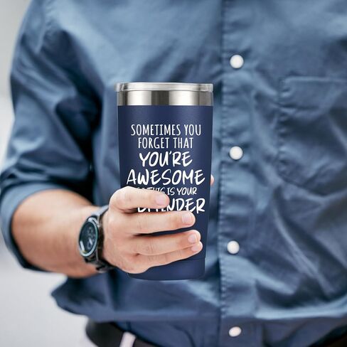 Inspirational Gifts for Men Coworker Friends Who Have Everything - Sometimes You Forget Your Awesome 20oz Navy Blue Tumbler, Fathers Day Birthday Gift for Dad, Husband, Boyfriend, Coffee Mug in Saudi Arabia