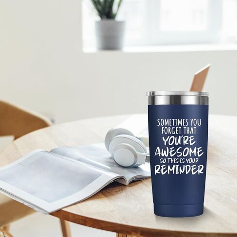 Inspirational Gifts for Men Coworker Friends Who Have Everything - Sometimes You Forget Your Awesome 20oz Navy Blue Tumbler, Fathers Day Birthday Gift for Dad, Husband, Boyfriend, Coffee Mug in Saudi Arabia