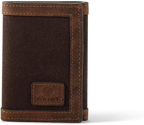 محفظة Trifold Canvas للرجال مع حدود جلدية in Saudi Arabia