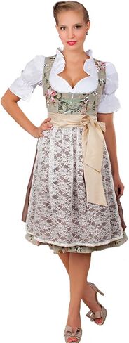 Edelnice Trachtenmoden 2-Piece Dirndl Dress Authentic Bavarian Floral Exlusive (36 (US6)) Green in Kuwait