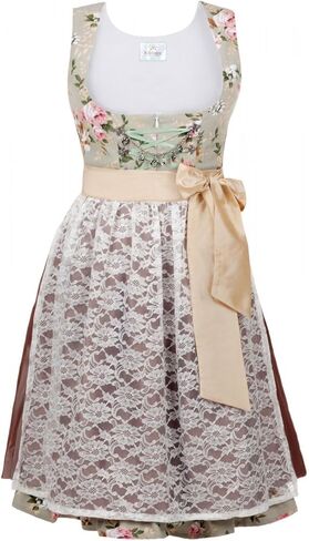 Edelnice Trachtenmoden 2-Piece Dirndl Dress Authentic Bavarian Floral Exlusive (36 (US6)) Green in Kuwait