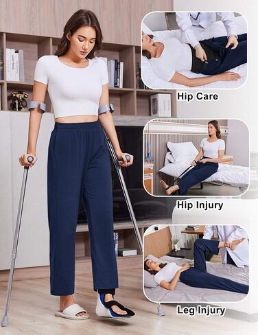 Deyeek Women's Tear Away Pants for Hip Replacement After Surgery Post Surgery Pants for Women Easily Touch 2 Sides Closure in Kuwait