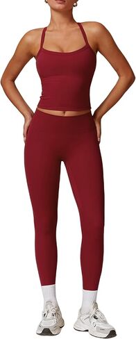 Workout Sets for Women 2 Piece Sports Bra Tank Top High Waist Booty Lifting Leggings Gym Yoga Active Wear Outfits in Kuwait