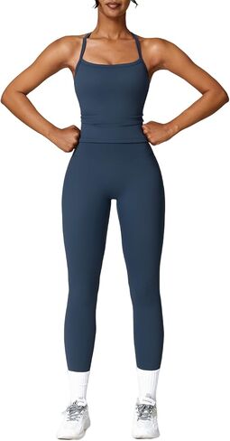 Workout Sets for Women 2 Piece Sports Bra Tank Top High Waist Booty Lifting Leggings Gym Yoga Active Wear Outfits in Kuwait