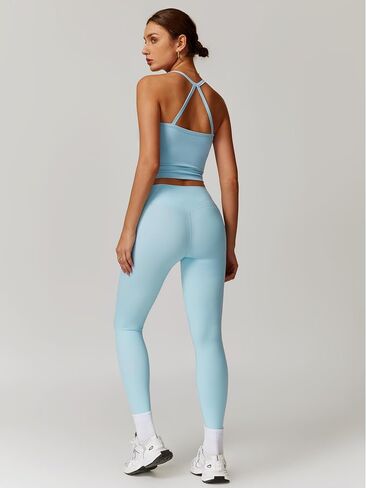 Workout Sets for Women 2 Piece Sports Bra Tank Top High Waist Booty Lifting Leggings Gym Yoga Active Wear Outfits in Kuwait