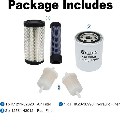 Filter Maintenance Kit K1211-82320 12581-43012 HHK20-36990 Air/Fuel/Oil/Hyd Compatible with Kubota BX22 BX23 BX24 BX25 BX25DLB BX2200 BX2230 BX2350 BX2360 BX2370 Oil Change Kit in Kuwait