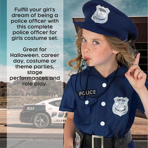 Morph Police Officer Costume For Girls, Cop Costume For Girls, Girl Police Officer Costumes Blue, Kids Halloween Costumes in Kuwait