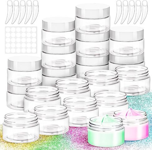 MotBach 20 Pack 1oz Plastic Jars Containers, 30ml Travel Size Container Jars with Lids, 30g Small Travel Cosmetic Container Jar for Toiletries Cream Makeup Cosmetic Salves Sample Slime Lip Balm Lotion in Saudi Arabia
