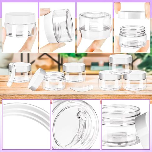 MotBach 20 Pack 1oz Plastic Jars Containers, 30ml Travel Size Container Jars with Lids, 30g Small Travel Cosmetic Container Jar for Toiletries Cream Makeup Cosmetic Salves Sample Slime Lip Balm Lotion in Saudi Arabia