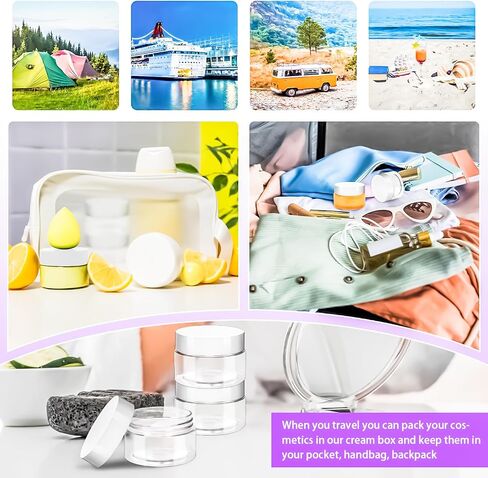 MotBach 20 Pack 1oz Plastic Jars Containers, 30ml Travel Size Container Jars with Lids, 30g Small Travel Cosmetic Container Jar for Toiletries Cream Makeup Cosmetic Salves Sample Slime Lip Balm Lotion in Saudi Arabia
