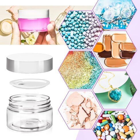 MotBach 20 Pack 1oz Plastic Jars Containers, 30ml Travel Size Container Jars with Lids, 30g Small Travel Cosmetic Container Jar for Toiletries Cream Makeup Cosmetic Salves Sample Slime Lip Balm Lotion in Saudi Arabia