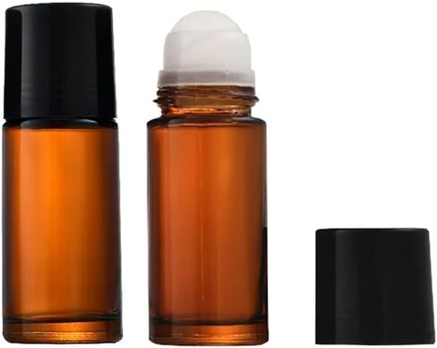 2 Pcs Brown 50ml Glass Essential Oil Roller Bottles Refillable Roll on Bottles Empty Deodorant Bottle Containers Rollerball Bottle for Fragrance, Refillable Containers Accessories in Saudi Arabia