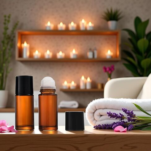 2 Pcs Brown 50ml Glass Essential Oil Roller Bottles Refillable Roll on Bottles Empty Deodorant Bottle Containers Rollerball Bottle for Fragrance, Refillable Containers Accessories in Saudi Arabia