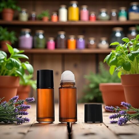 2 Pcs Brown 50ml Glass Essential Oil Roller Bottles Refillable Roll on Bottles Empty Deodorant Bottle Containers Rollerball Bottle for Fragrance, Refillable Containers Accessories in Saudi Arabia