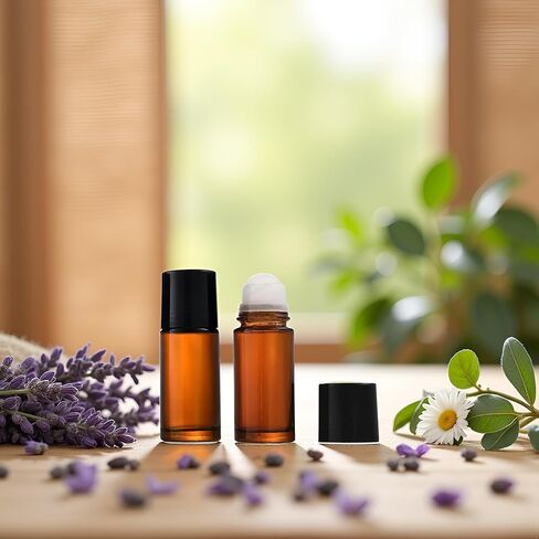 2 Pcs Brown 50ml Glass Essential Oil Roller Bottles Refillable Roll on Bottles Empty Deodorant Bottle Containers Rollerball Bottle for Fragrance, Refillable Containers Accessories in Saudi Arabia