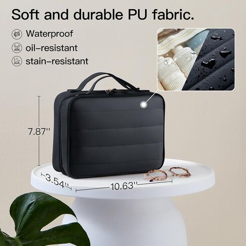 Toiletry Bag, Travel Bag for Women & Men, Portable Cosmetic Bag with Hanging Hook, Durable, Waterproof for Shampoo, Makeup, Essentials, Toiletries Acessories (Black) in Saudi Arabia