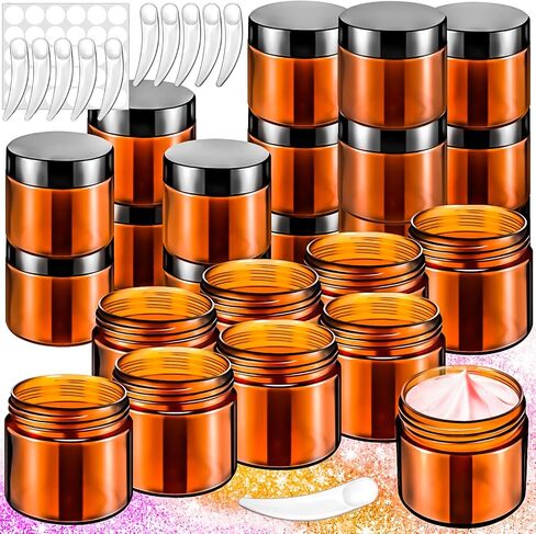 MotBach 20 Pack 1oz Plastic Jars Containers, 30ml Travel Size Container Jars with Lids, 30g Small Travel Cosmetic Container Jar for Toiletries Cream Makeup Cosmetic Salves Sample Slime Lip Balm Lotion in Saudi Arabia