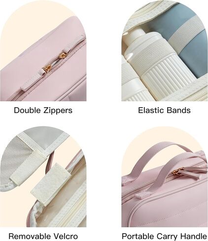 Toiletry Bag, Travel Bag for Women & Men, Portable Cosmetic Bag with Hanging Hook, Durable, Waterproof for Shampoo, Makeup, Essentials, Toiletries Acessories (Black) in Saudi Arabia