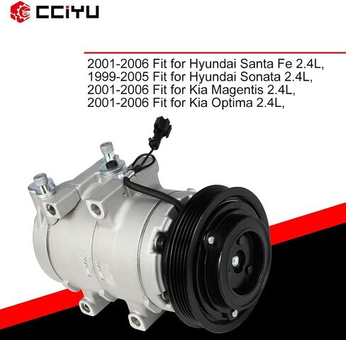 CCIYU A/C Compressor with Clutch A/C Air Compressor for Car 2001-2006 for Hyundai Santa Fe 2.4L,2001-2006 for Kia Magentis 2.4L,2001-2006 for Kia Optima 2.4L Air Conditioning Compressor for C1456 in Saudi Arabia