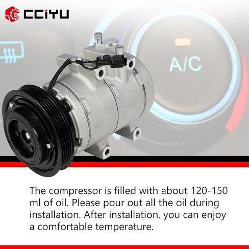 CCIYU A/C Compressor with Clutch A/C Air Compressor for Car 2001-2006 for Hyundai Santa Fe 2.4L,2001-2006 for Kia Magentis 2.4L,2001-2006 for Kia Optima 2.4L Air Conditioning Compressor for C1456 in Saudi Arabia
