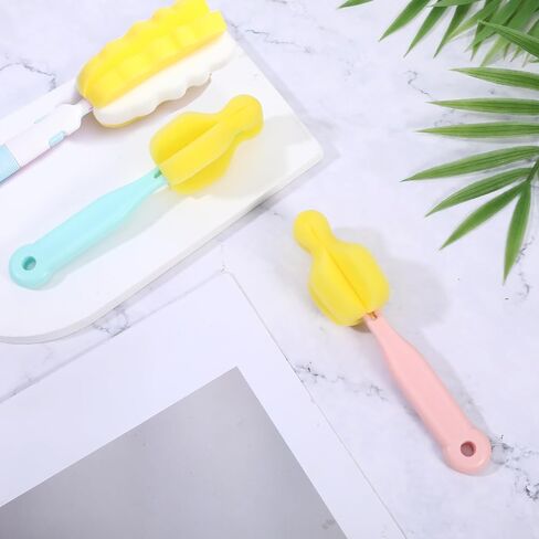 4 Pcs Bottle Brush Sponge, Cup Water Bottle Sponge Cleaner Brush, Detachable Bottle Cleaning Brush, Bottle Brushes for Cleaning, Sponge with Handle for Baby Bottle Glasses Mugs(4Pcs+4 Brush Heads) in Saudi Arabia