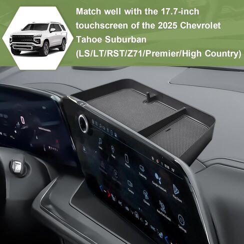 Center Console Dashboard Organizer Compatible with 2025 Chevy Suburban Tahoe Interior Accessories Armrest Dash Storage Box Insert Tray Holder, Fit 17.7-inch Touch-Screen Display Black in Saudi Arabia