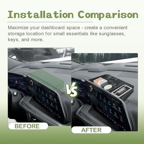 Center Console Dashboard Organizer Compatible with 2025 Chevy Suburban Tahoe Interior Accessories Armrest Dash Storage Box Insert Tray Holder, Fit 17.7-inch Touch-Screen Display Black in Saudi Arabia