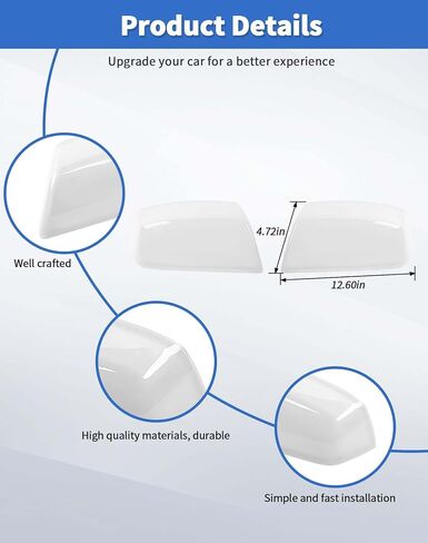 Rearview Mirror Half Caps Covers Compatible with 2014-2018 Chevy Silverado GMC Sierra Tahoe Suburban Left Right Side View Upper Mirror Cover Caps, White in Kuwait