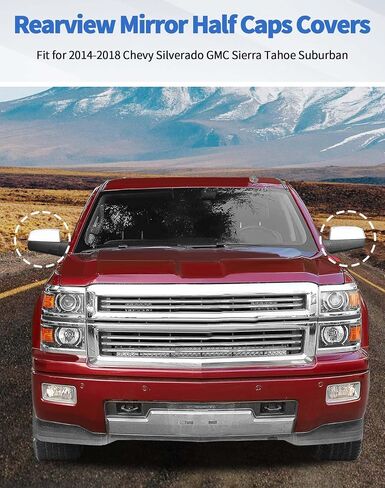 Rearview Mirror Half Caps Covers Compatible with 2014-2018 Chevy Silverado GMC Sierra Tahoe Suburban Left Right Side View Upper Mirror Cover Caps, White in Kuwait