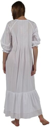 La Cera Women's 100 ٪ Lightgown ، 3/4 أكمام ، نير مطوي ، أصفاد مرنة ، غسل الآلة in Kuwait
