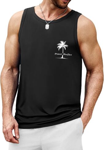 COOFANDY Mens Tank Tops Beach Summer Sleeveless Graphic T Shirts Palm Tree Vacation Quick Dry Muscle Tank in Kuwait