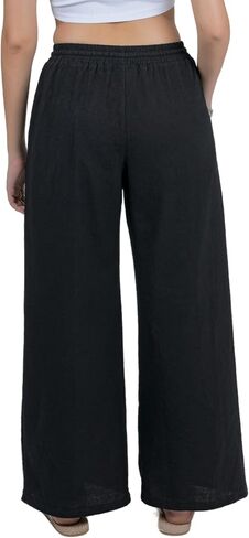 Lofbaz Women Cotton Linen Wide Palazzo Pantring Pants غير رسمية عالية الخصر سراويل صيف صيف مع جيوب in Kuwait