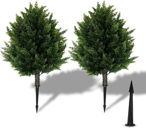 GoceJooo 16.5inch Height Artificial Cypress Topiary – Breathe Life & Lushness into Any Space – Lifelike – UV-Resistant Great for Indoors & Outdoor - Easy to Install – Set of 2.. in Saudi Arabia