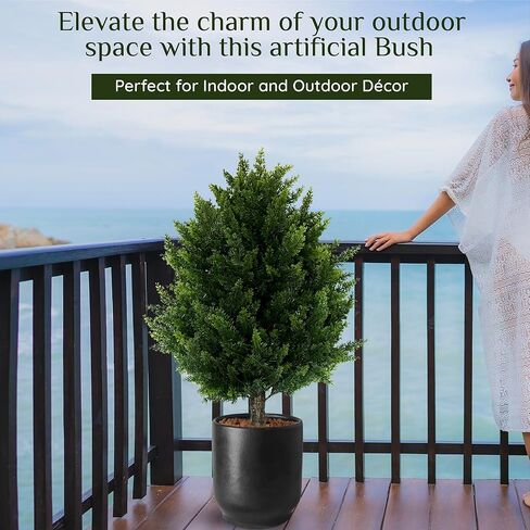 GoceJooo 16.5inch Height Artificial Cypress Topiary – Breathe Life & Lushness into Any Space – Lifelike – UV-Resistant Great for Indoors & Outdoor - Easy to Install – Set of 2.. in Saudi Arabia
