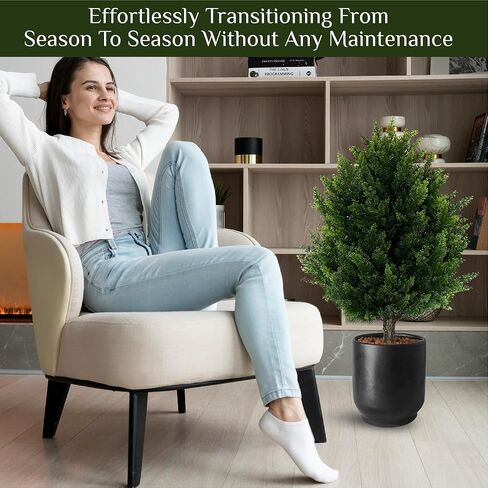 GoceJooo 16.5inch Height Artificial Cypress Topiary – Breathe Life & Lushness into Any Space – Lifelike – UV-Resistant Great for Indoors & Outdoor - Easy to Install – Set of 2.. in Saudi Arabia