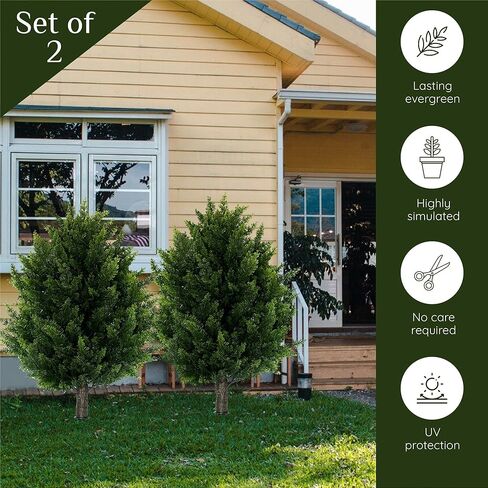 GoceJooo 16.5inch Height Artificial Cypress Topiary – Breathe Life & Lushness into Any Space – Lifelike – UV-Resistant Great for Indoors & Outdoor - Easy to Install – Set of 2.. in Saudi Arabia