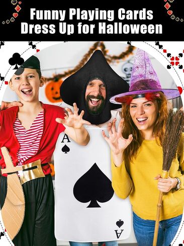 2 PCS Halloween Ace of Heart Costume for Adult Red Poker Cards Assume with Hat Deck of Cards Cosplay تلعب أوراق الأزياء كازينو Propograph in Kuwait