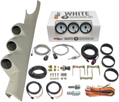 Glowshift Diesel Gauge Package متوافق مع Dodge Ram Cummins 2500 3500 2003-2009 - White 7 Color 60 PSI Boost ، 1500F EGT و 30 PSI PUED PUSSION in Saudi Arabia