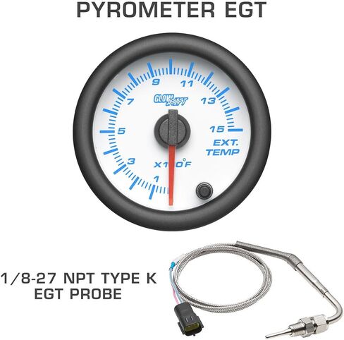 Glowshift Diesel Gauge Package متوافق مع Dodge Ram Cummins 2500 3500 2003-2009 - White 7 Color 60 PSI Boost ، 1500F EGT و 30 PSI PUED PUSSION in Saudi Arabia