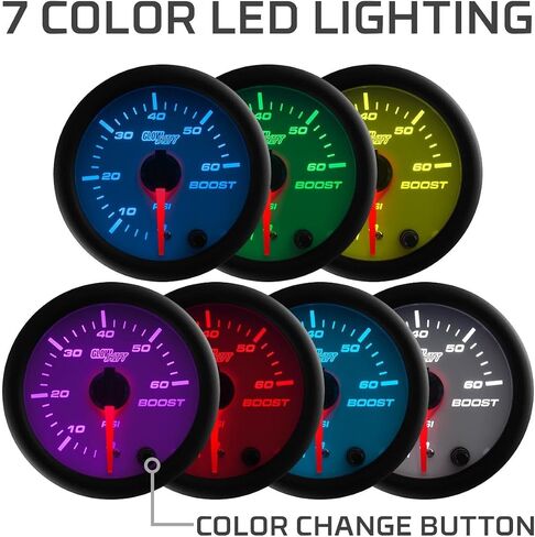 Glowshift Diesel Gauge Package متوافق مع Dodge Ram Cummins 2500 3500 2003-2009 - White 7 Color 60 PSI Boost ، 1500F EGT و 30 PSI PUED PUSSION in Saudi Arabia