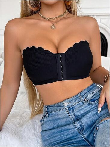 SHENHE Women's Front Closure Push Up Strapless Bra Padded Wireless Tube Bandeau Bralette in Saudi Arabia