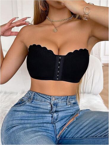 SHENHE Women's Front Closure Push Up Strapless Bra Padded Wireless Tube Bandeau Bralette in Saudi Arabia