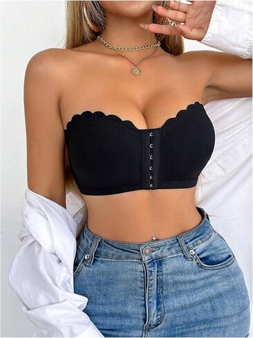 SHENHE Women's Front Closure Push Up Strapless Bra Padded Wireless Tube Bandeau Bralette in Saudi Arabia