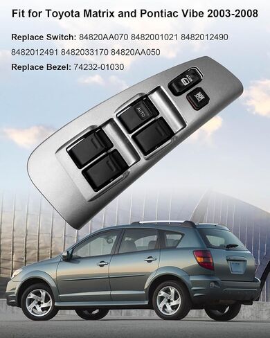 Fully Assembled Window Master Switch and Bezel Driver Side Fit for Toyota Matrix and Pontiac Vibe 2003-2008 Replace 84820AA070, Front Left Door Lock Master Power Window Button Trim Panel and Switch in Saudi Arabia