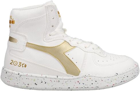 Diadora Mens Mi Basket 2030 High Sneakers Shoes Casual - Gold, White - Size 5.5 M in Saudi Arabia