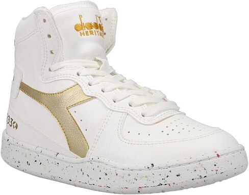 Diadora Mens Mi Basket 2030 High Sneakers Shoes Casual - Gold, White - Size 5.5 M in Saudi Arabia